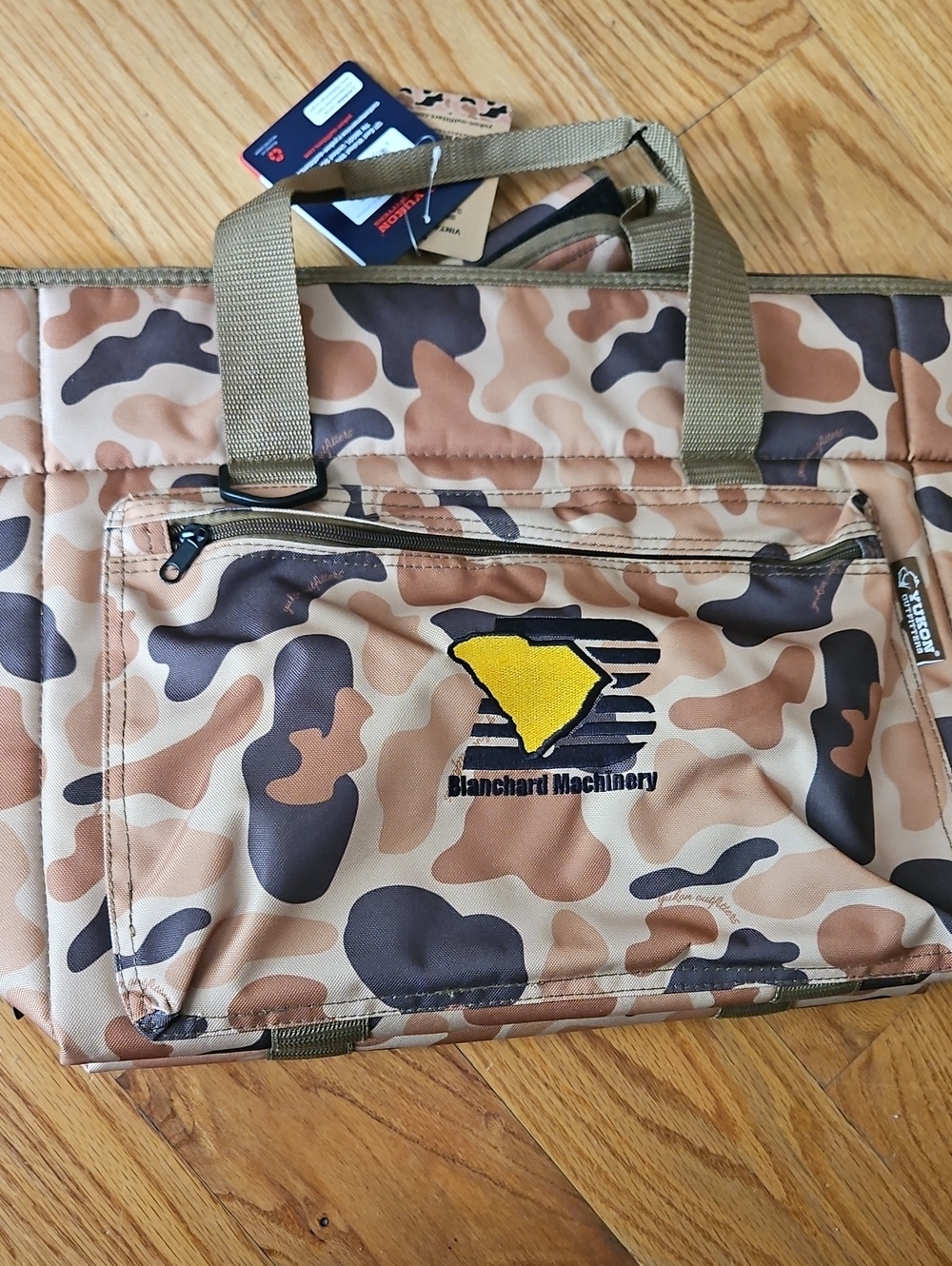 Yukon Camo Insulated Cooler Tote - Tan Camo Has Blanchard Machinery Embordiered - Picture 3 of 6
